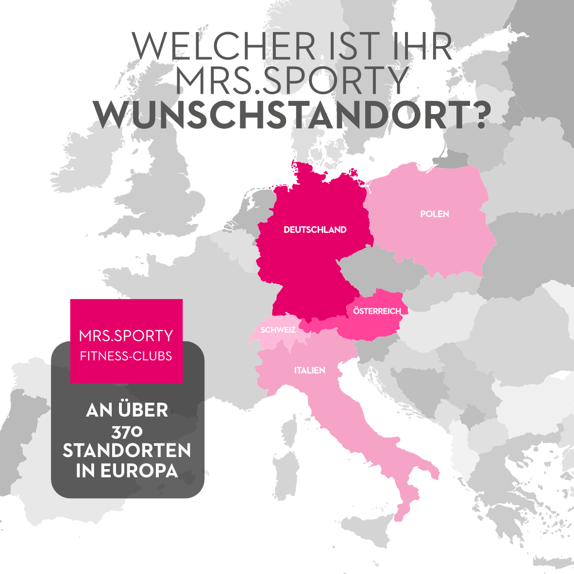Karte auf der Länder gekennzeichnet sind, in denen Mrs.Sporty Standorte hat